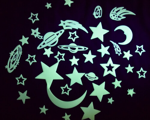 Uv Glow In Dark -moon, Planets And Stars (43 Piece Set)