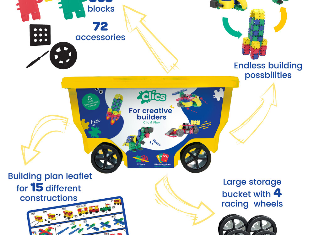 Clics Rollerbox 377 Pieces + 15 Plans