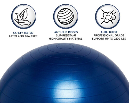 55cm Balance Ball No Roll Weighted Seat  Blue