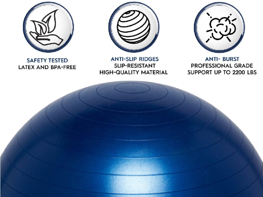 55cm Balance Ball No Roll Weighted Seat  Blue