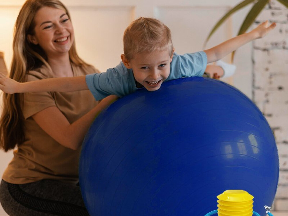 55cm Balance Ball No Roll Weighted Seat  Blue