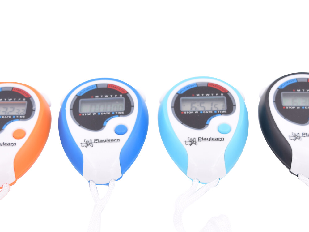 Stopwatch Set Of 15 - Assorted Colours - Class Pack In Box (battery Operated - Included)