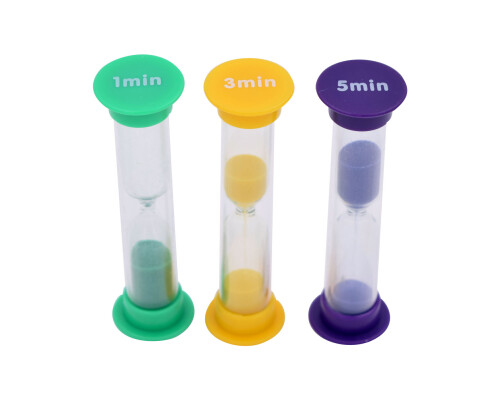 Set Of 30 Mini Sand Timers - Class Pack (10x1 Min. 10x3 Min. 10x5 Min.)  