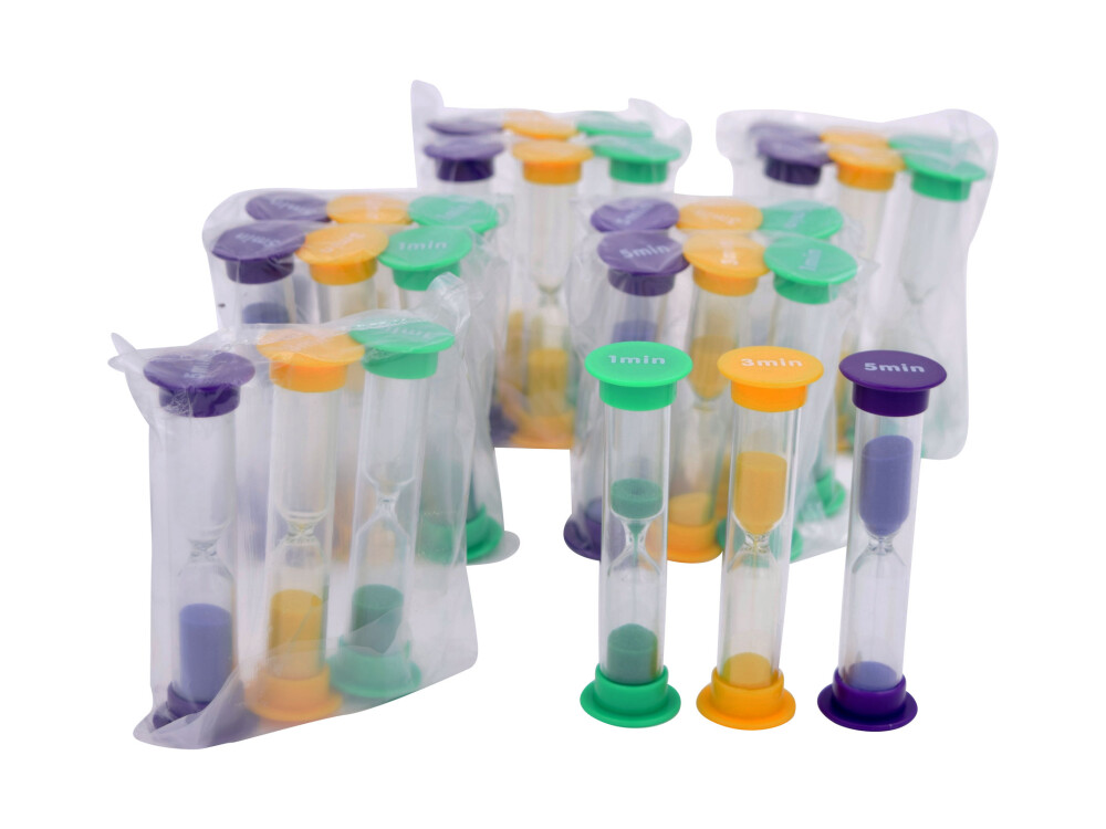 Set Of 30 Mini Sand Timers - Class Pack (10x1 Min. 10x3 Min. 10x5 Min.)