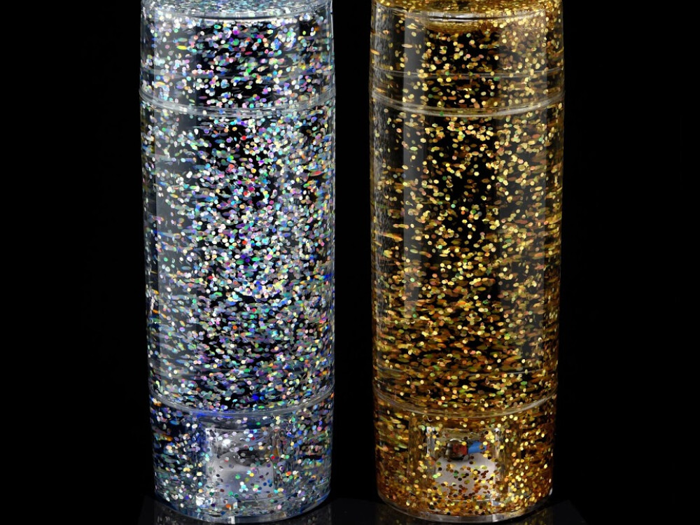 Gold And Silver Glitter Shake & Shine  Set Of 2 (battery Operated - Included)