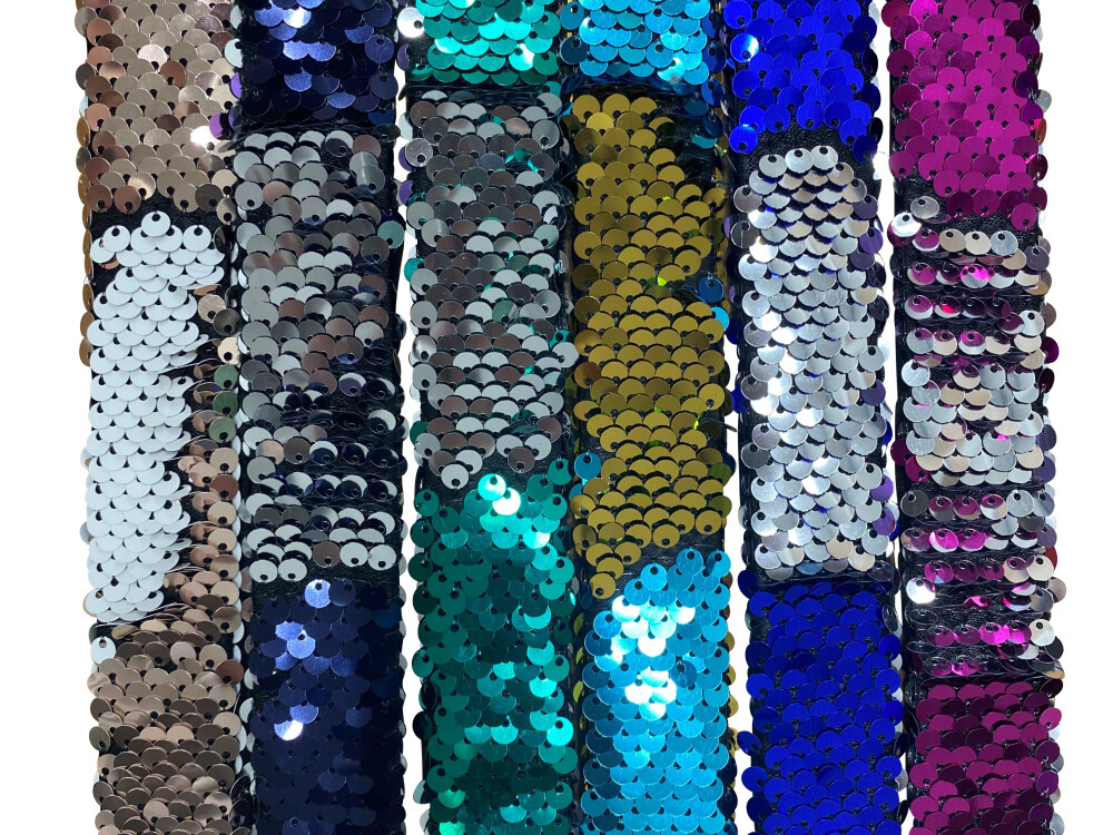 Sequin Snap Wrist Bands (set Of 6)