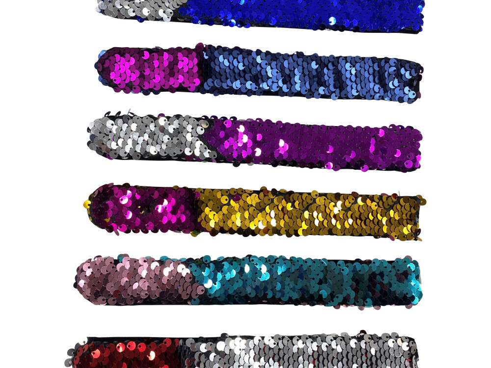 Sequin Snap Wrist Bands (set Of 6)