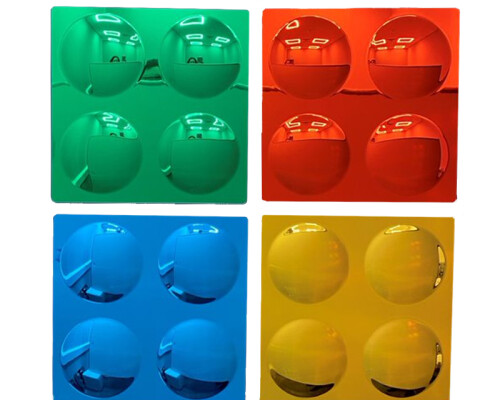 Coloured 4 Bubbles Convex Mirrors Set Of 4